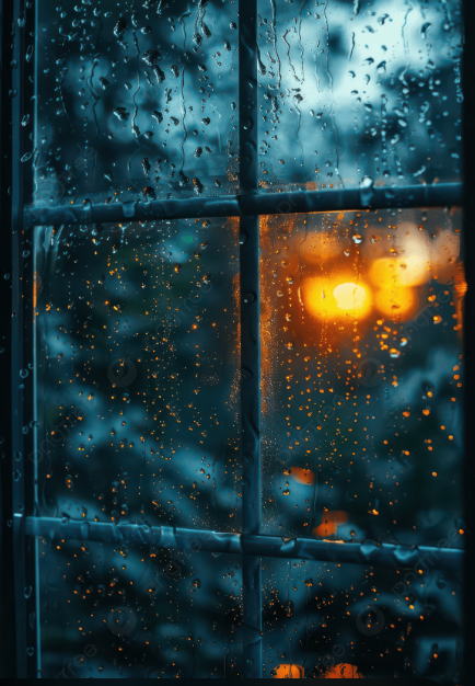 雨粒のついた窓