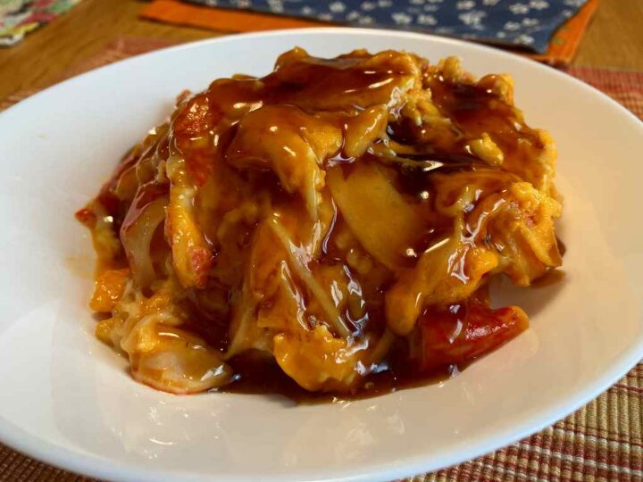 甘酢あんをかけた電子レンジ天津飯