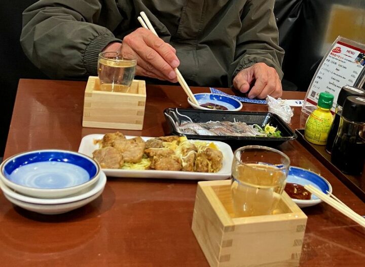 清水河岸の市丸森で味わう由比イワシ刺身と臥龍梅