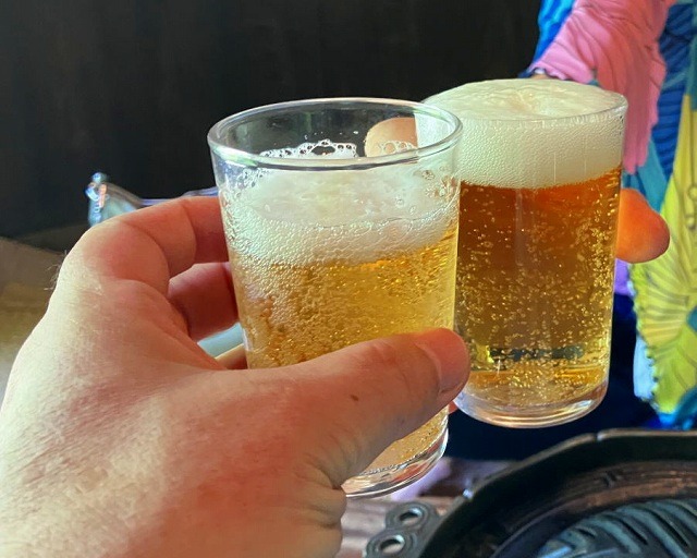 山麓園でのビール乾杯