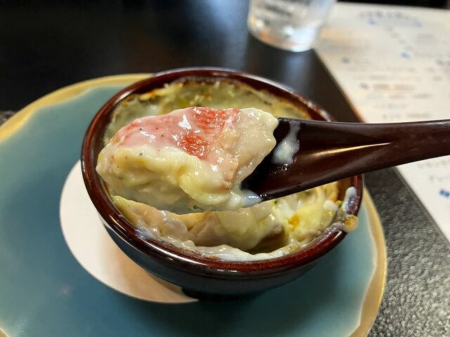 熱々のグラタンにも金目鯛。