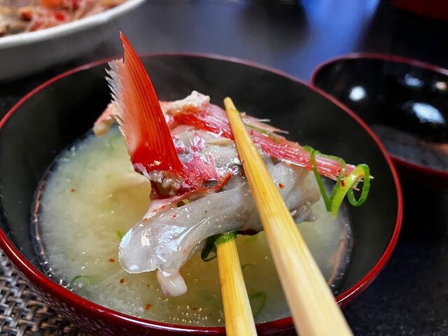 みそ汁も、もちろん金目鯛。