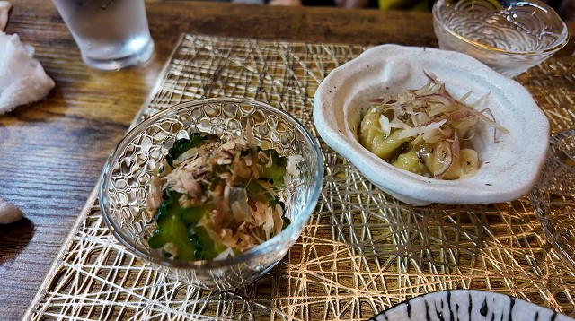 bar縁で日本酒と合わせた野菜の小鉢料理