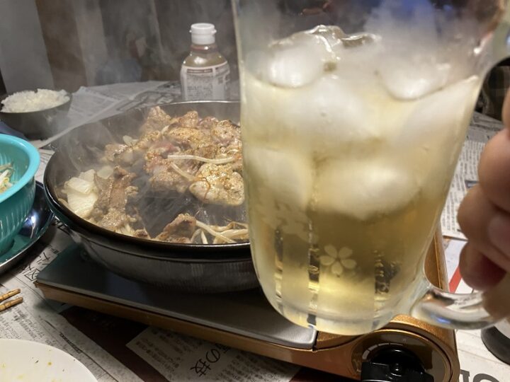 コストコのポークステーキ ガーリック＆ハーブをジンギスカンで！